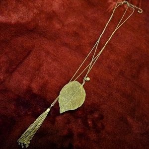 Golf Leaf Double Necklace with Tassle